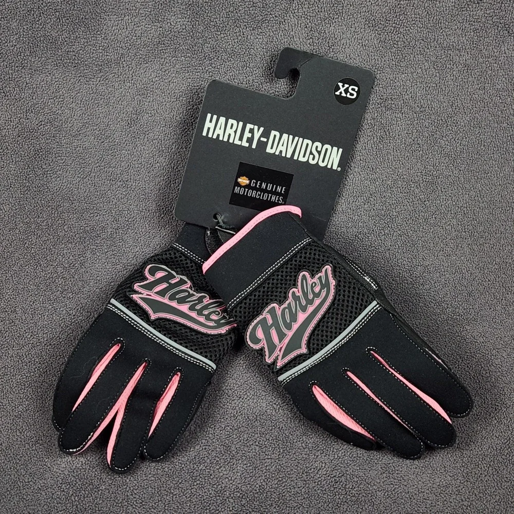 Harley-Davidson Riding Gloves Womens XS Black Pink Mixed Media 98131-20VW